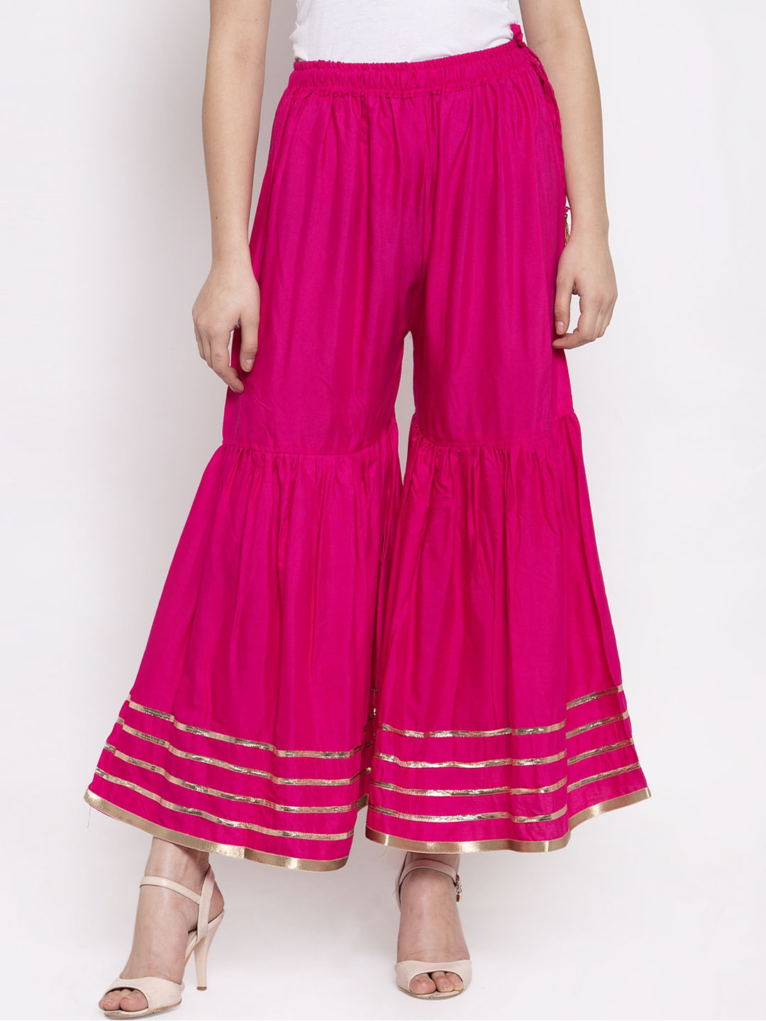 TAG 7 Women Pink Hem Design Flared Sharara