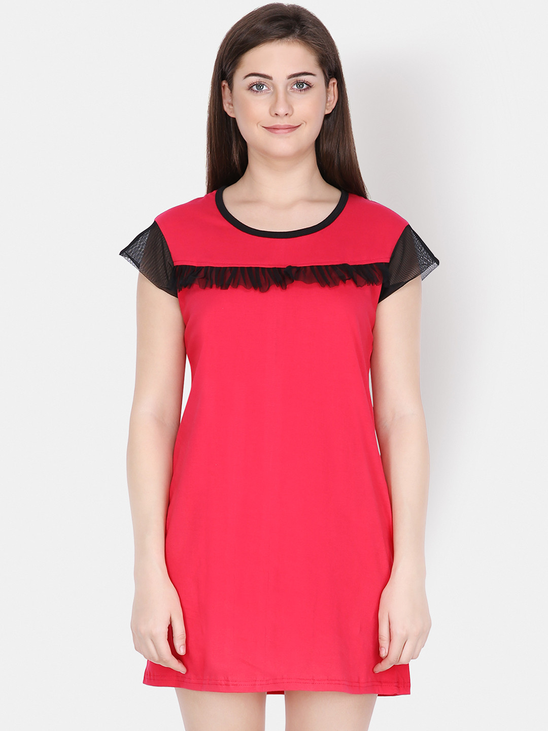 Klamotten Red Solid Sleep Shirt