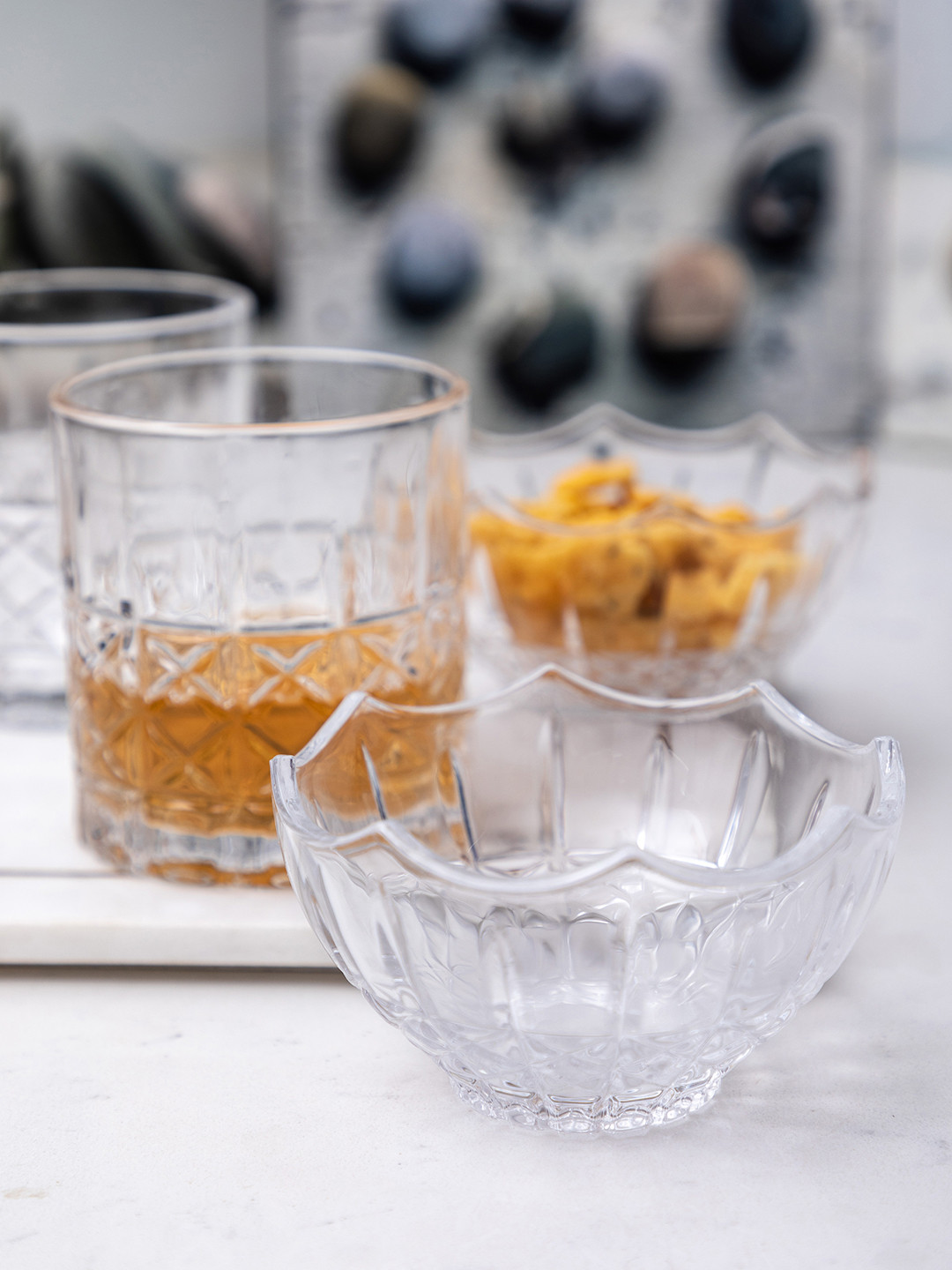 GOODHOMES Set of 8 Transparent Glass Tumblers With Bowls