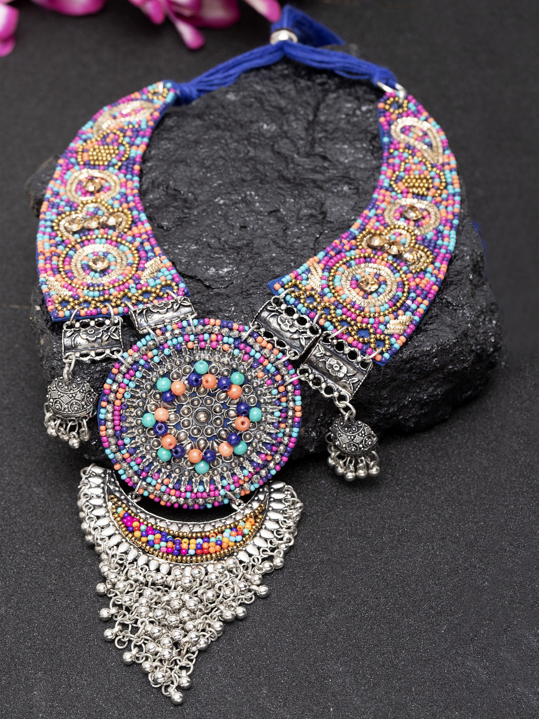 Moedbuille Multi-Coloured Oxidised Handcrafted Necklace