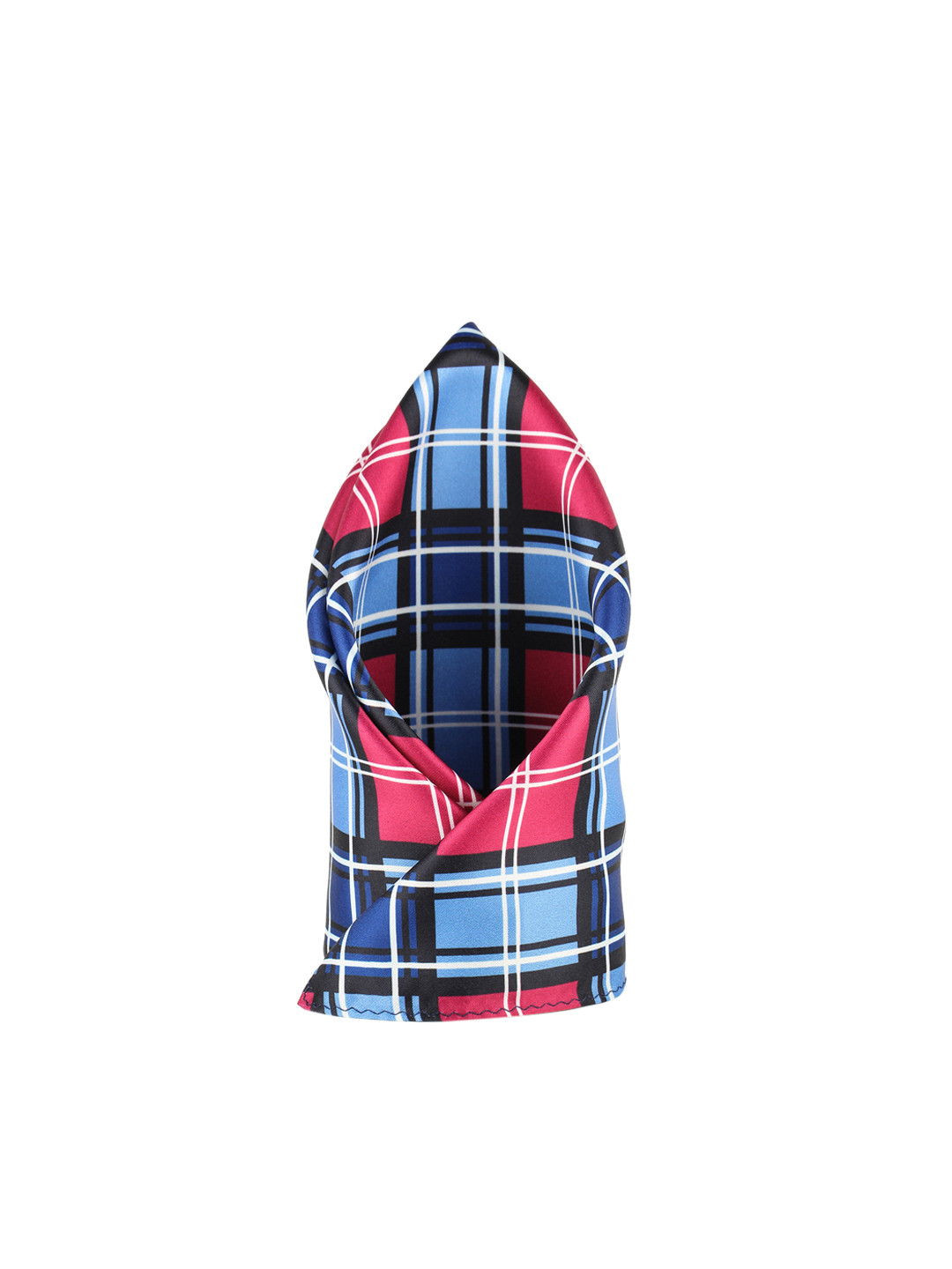 Alvaro Castagnino Men Red And Blue Checked Pocket Square