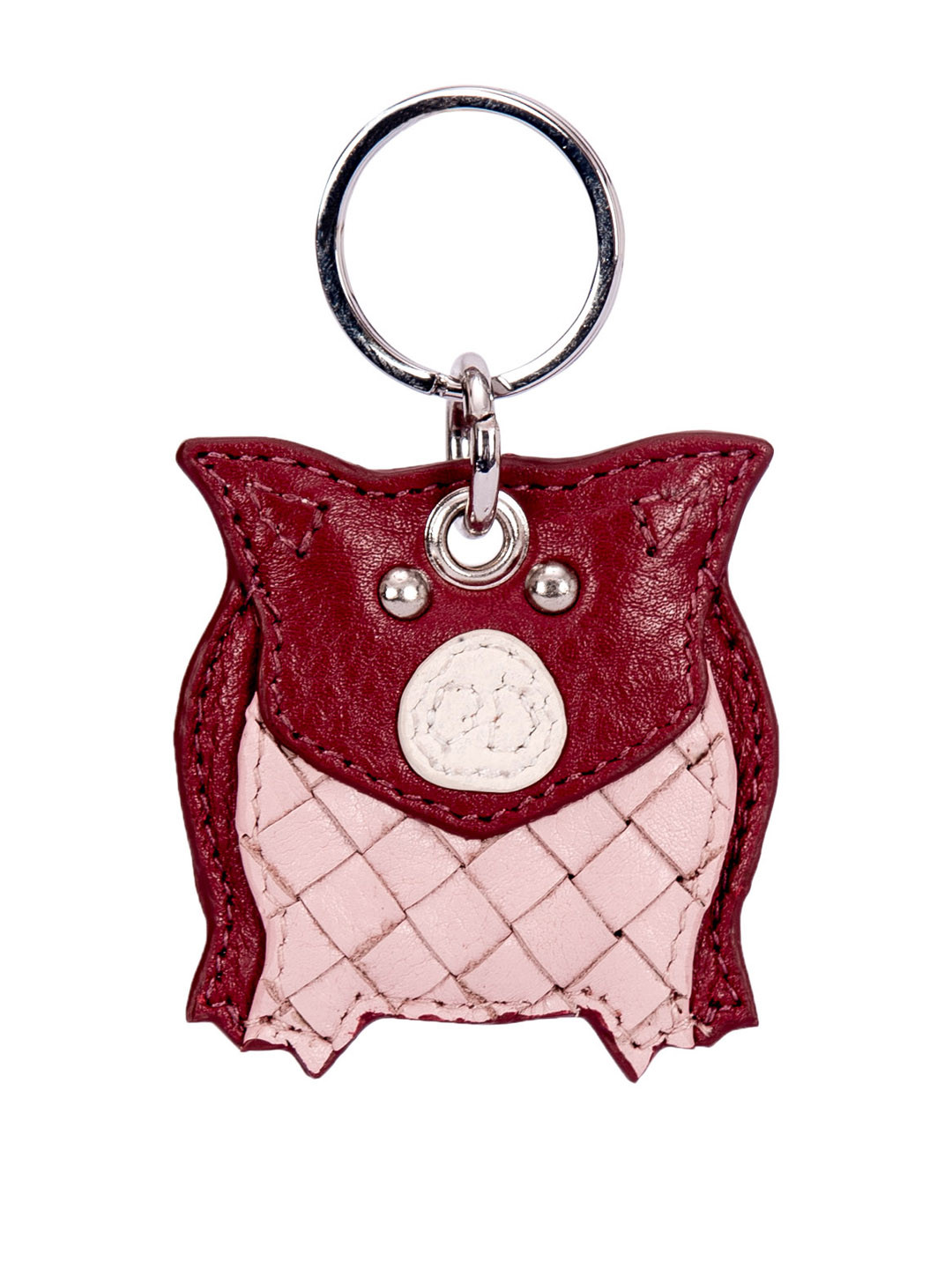 Eske Unisex Maroon & Peach Genuine Leather Ted Keychain
