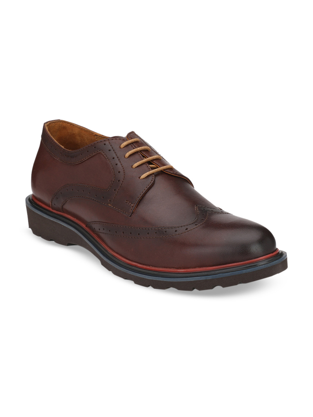 Delize Men Brown Solid Leather Semi-Formal Brogues