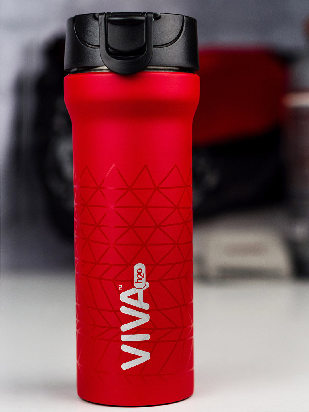 VIVA h2o Red Abstract Stainless Steel Double Wall Vacuum Water Bottle - 600ml