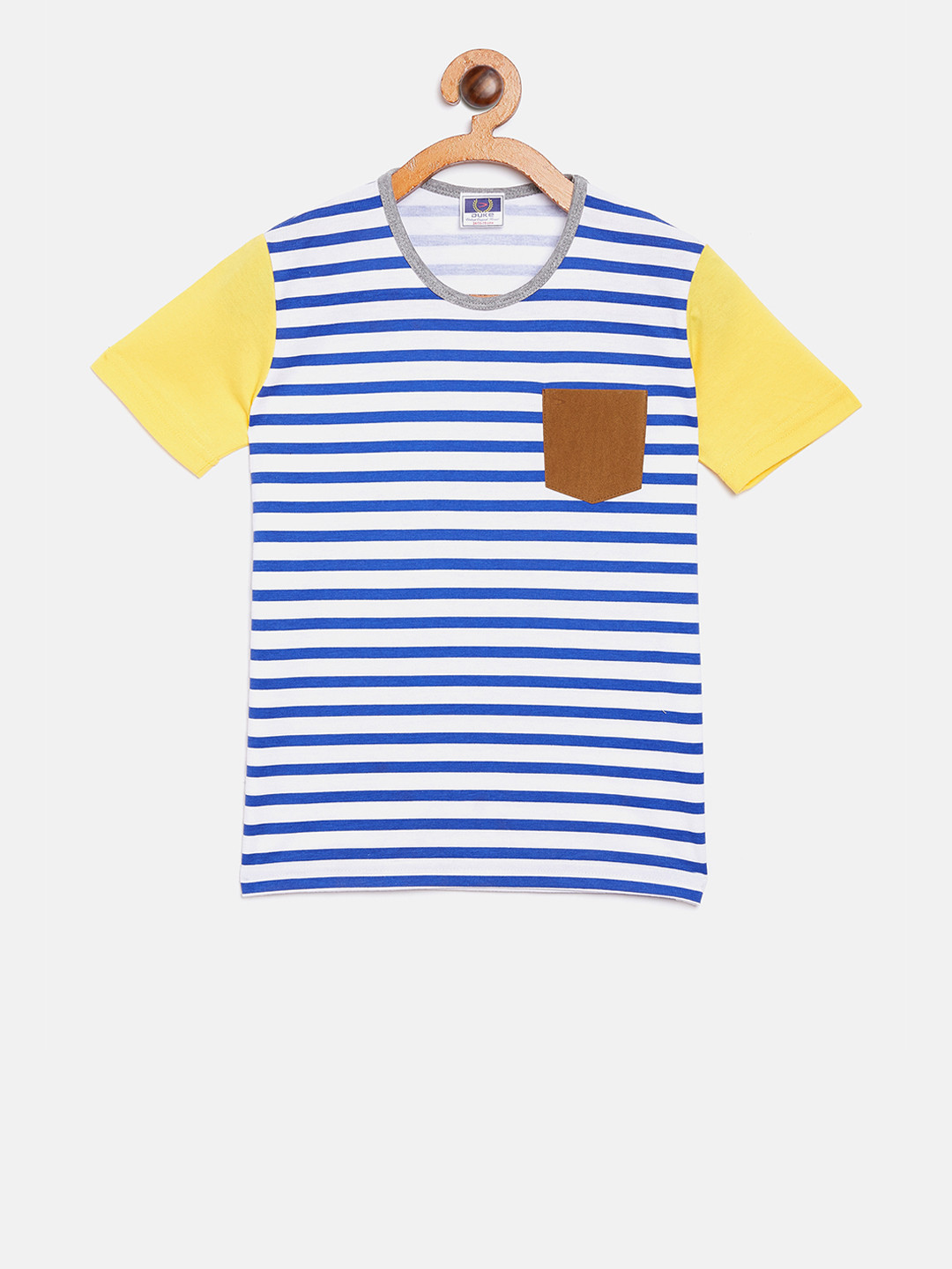 Duke Boys White & Blue Striped Round Neck T-shirt