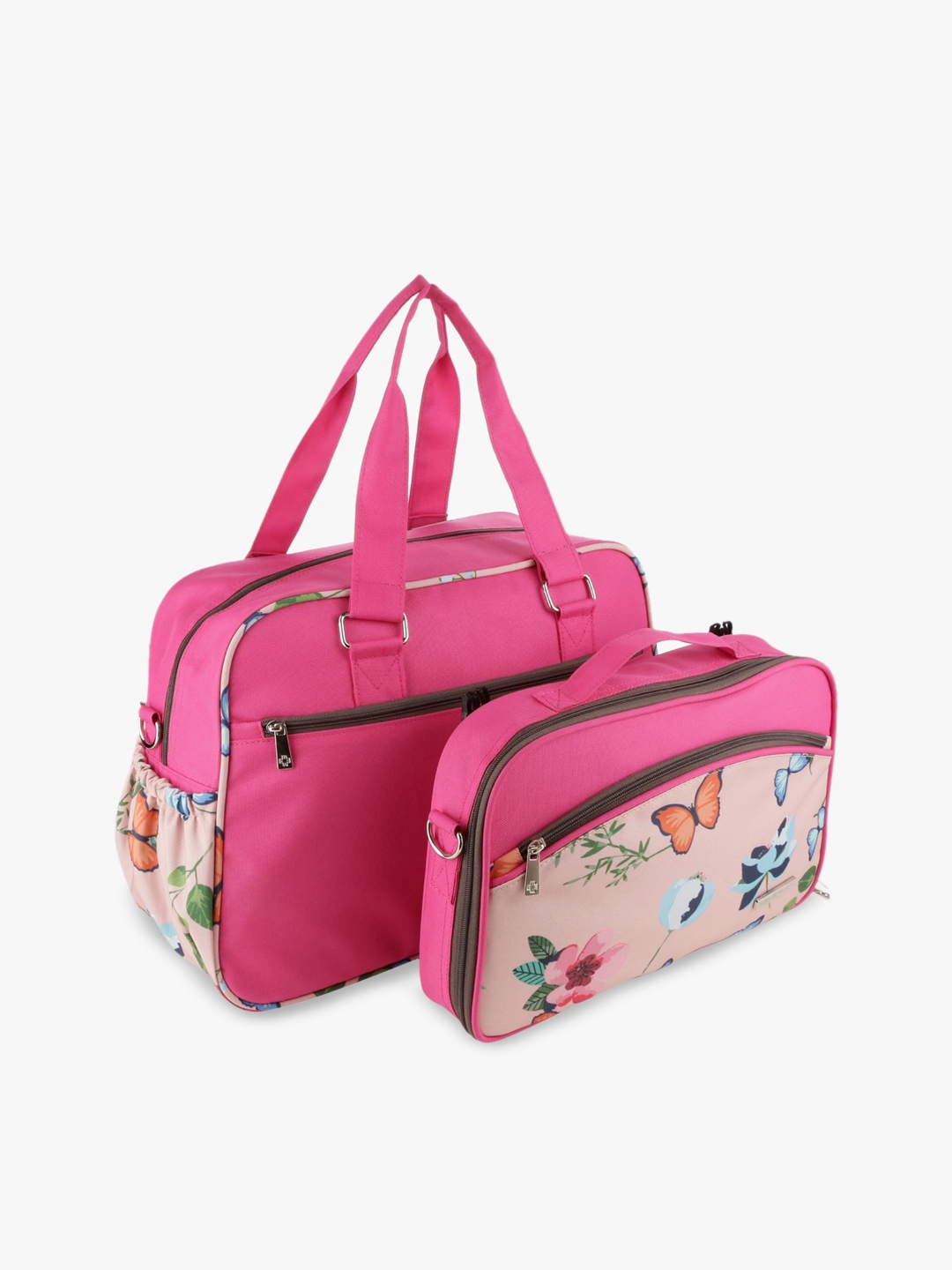 My Milestones Brown Printed Duo Detach 2 in 1 Diaper Bag with changing Mat Bottle Holder