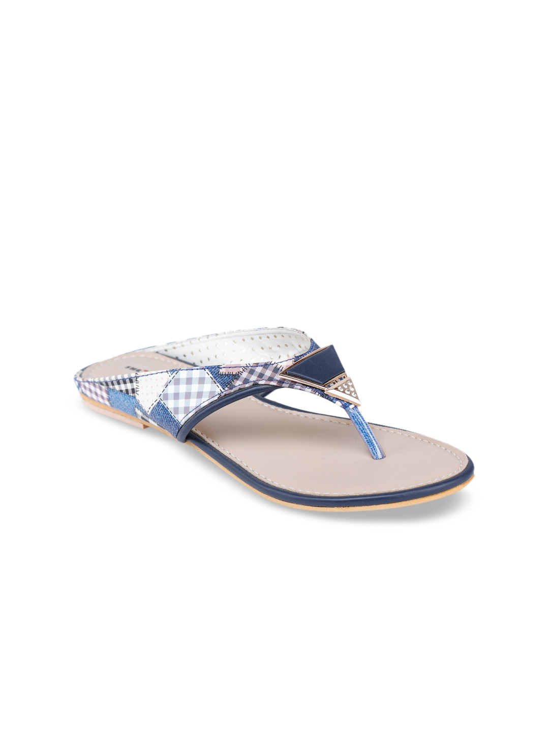 Shezone Women Blue Printed Open Toe Flats