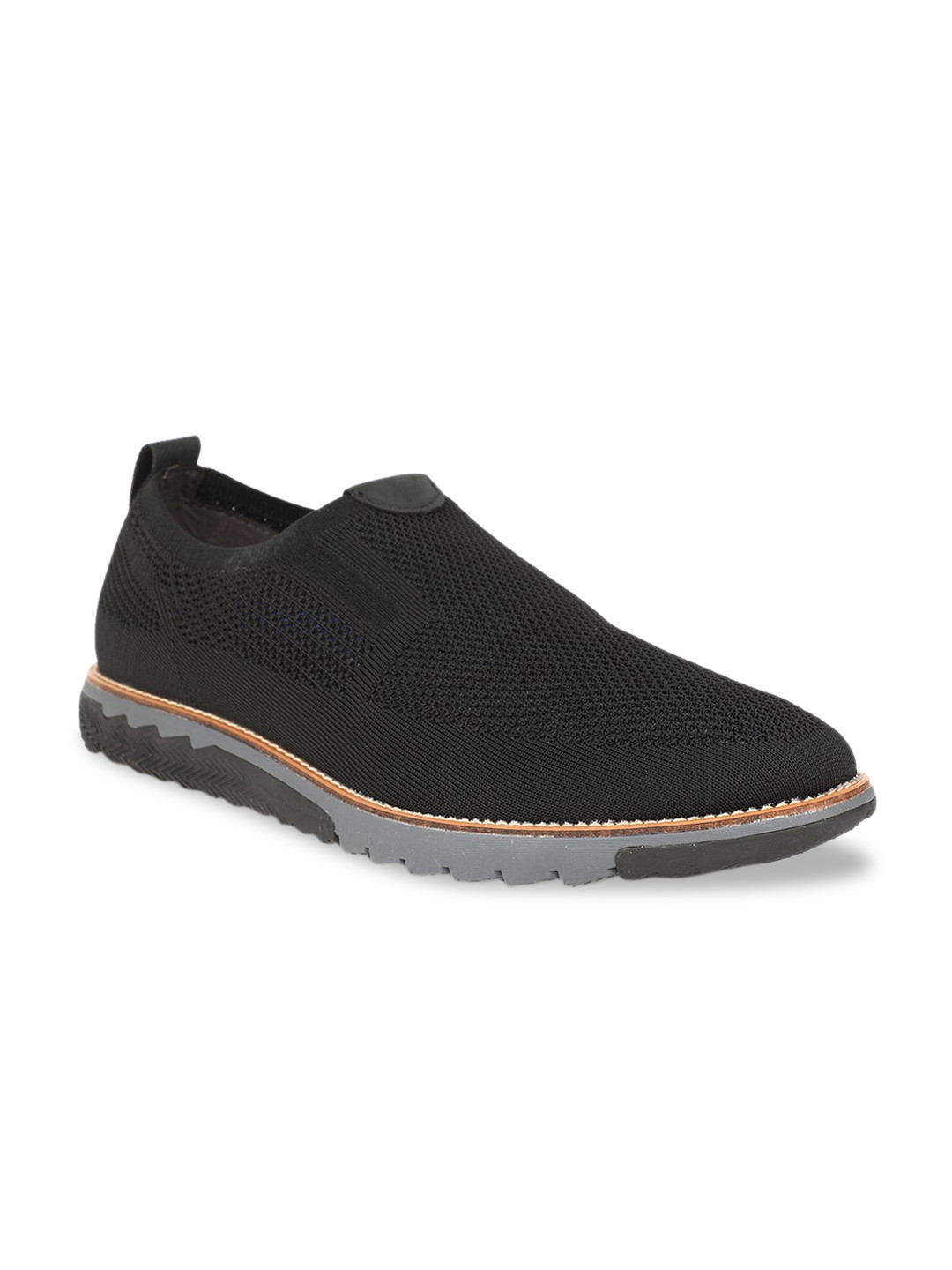 Hush Puppies Men Black Leather Slip-On Sneakers