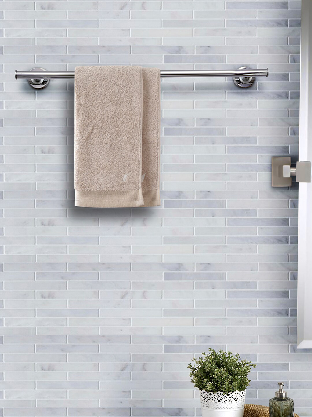 MASPAR Set Of 2 Beige 550 GSM Hand Towels