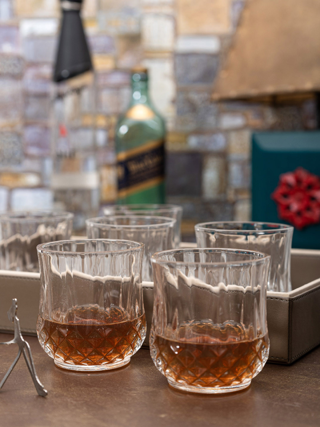 Roxx Transparent 12-Pieces Textured Glass Tumbler Set