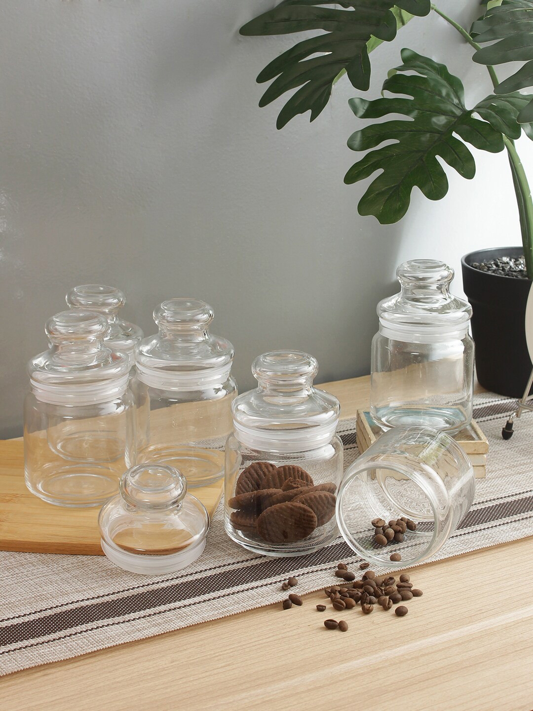 Ocean Transparent Set of 6 Glass Food Container Jars