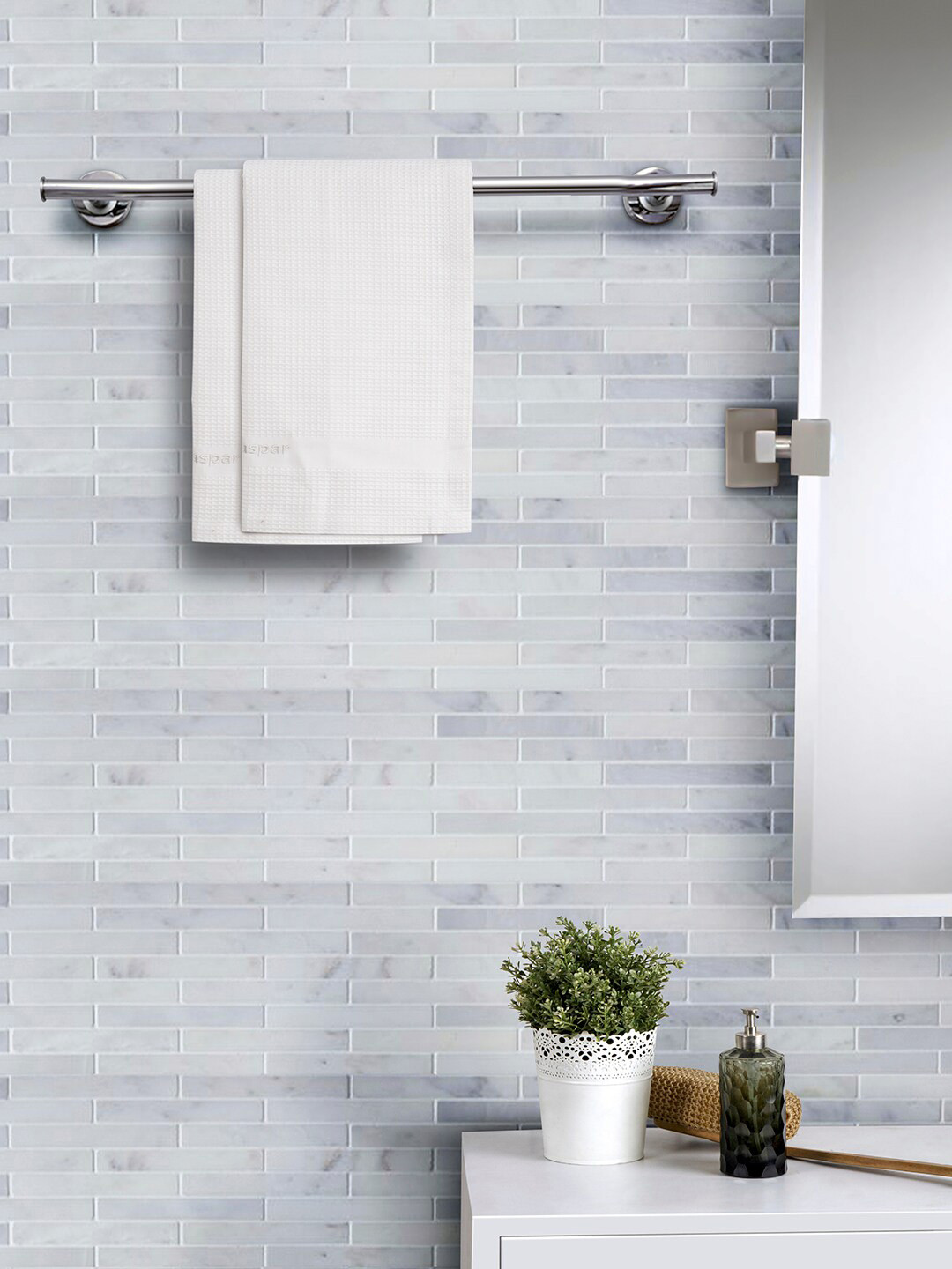 Maspar Adults Set Of 2 White 240 GSM Hand Towels