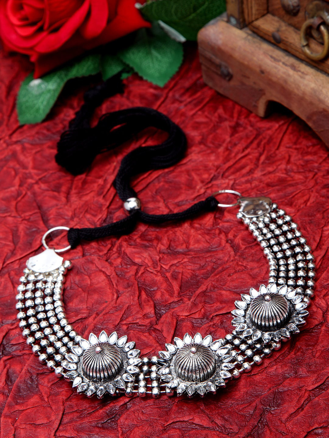 Moedbuille German Silver Temple Necklace