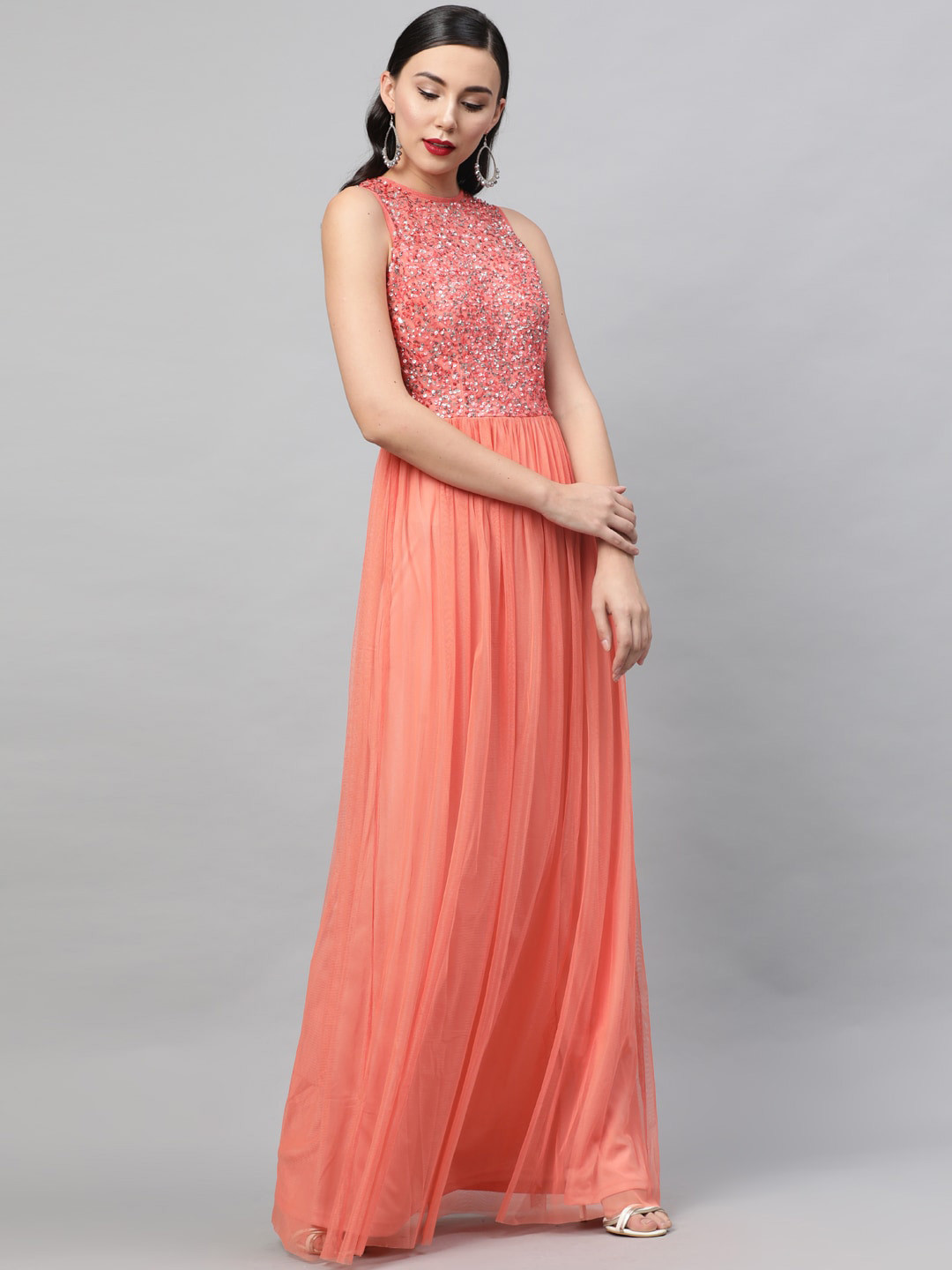 STREET 9 Orange Embellished Maxi Dress