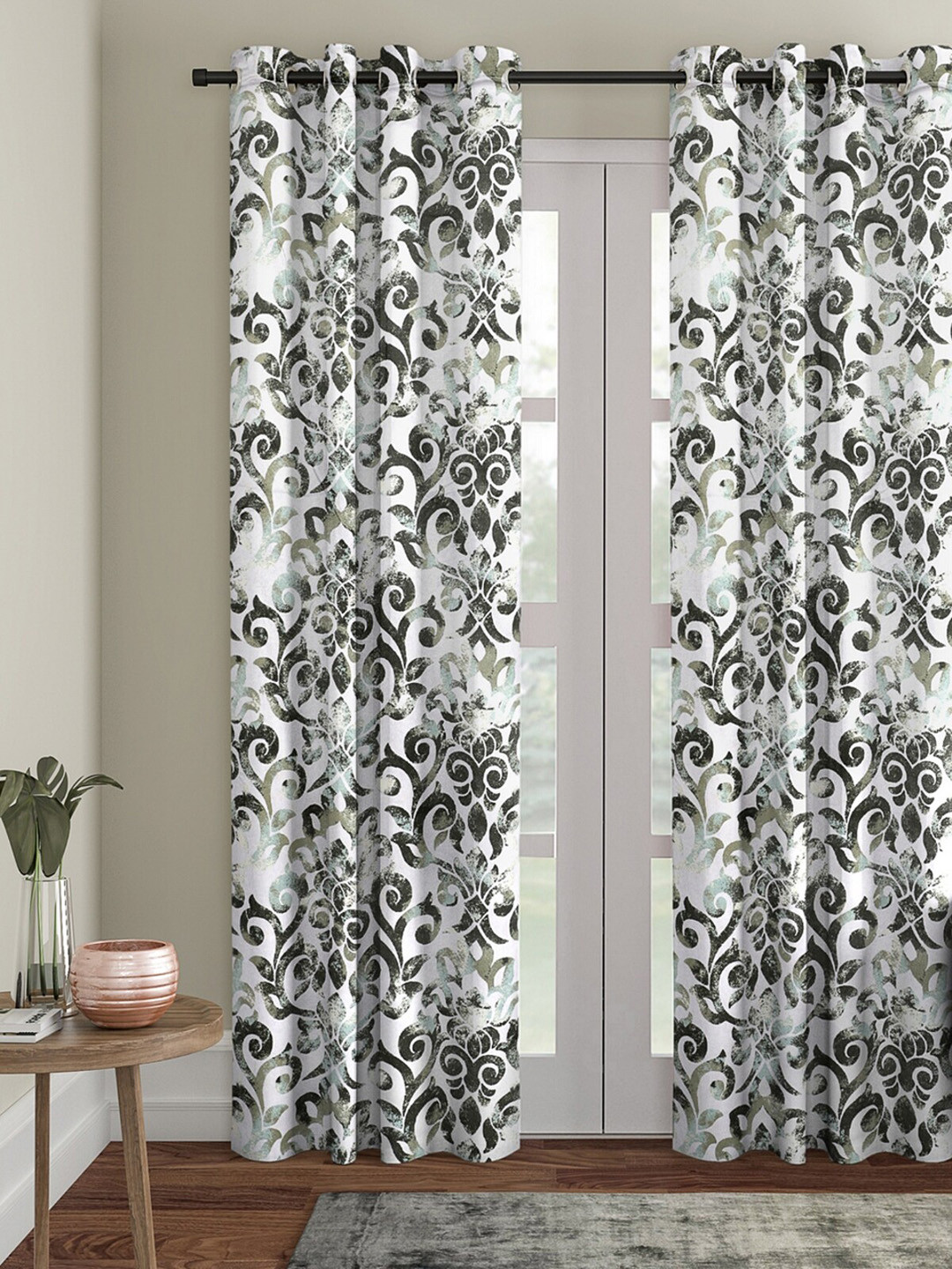 ROMEE Silver-Toned & Black Single Room Darkening Door Curtain
