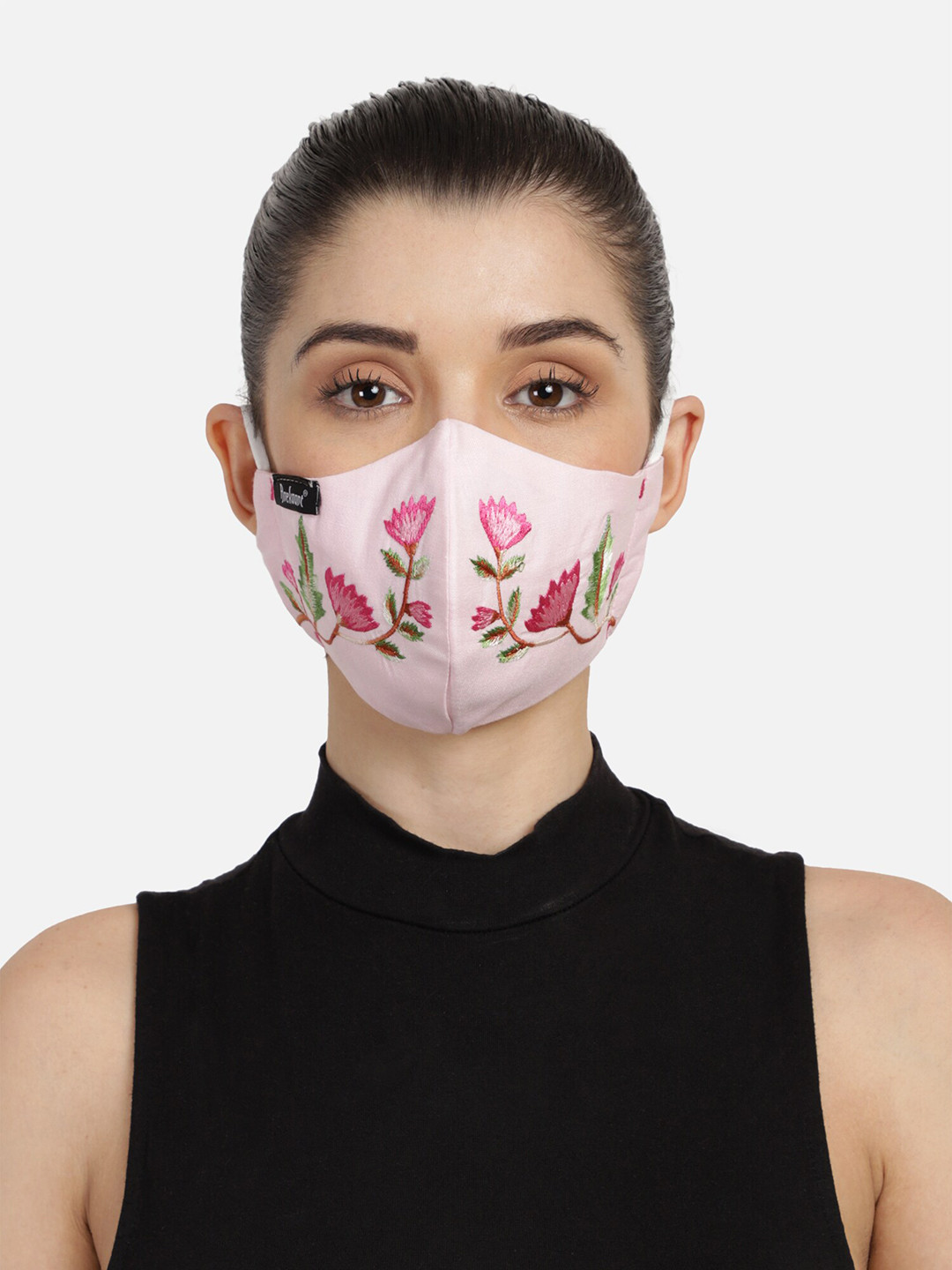 Anekaant Women Pink Floral 3-Ply Fabric Fashion Mask