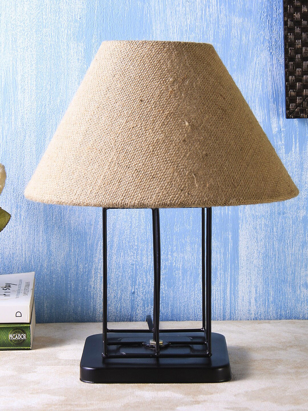 Devansh Beige Solid Frustum Bedside Lamp