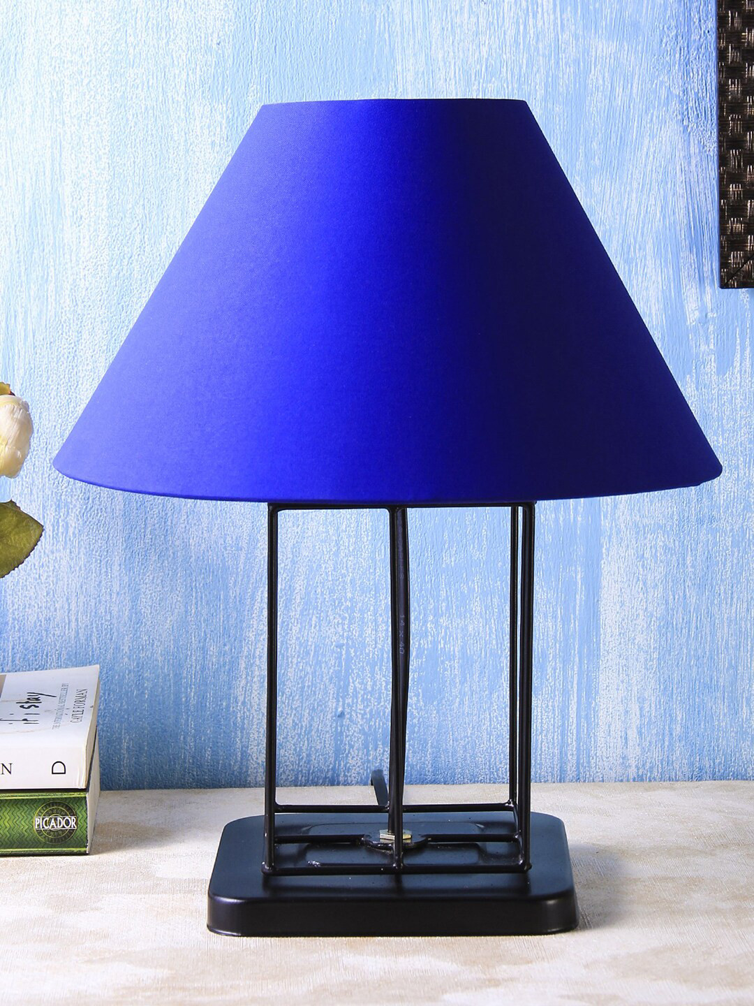 Devansh Blue Solid Traditional Frustum Table Lamp