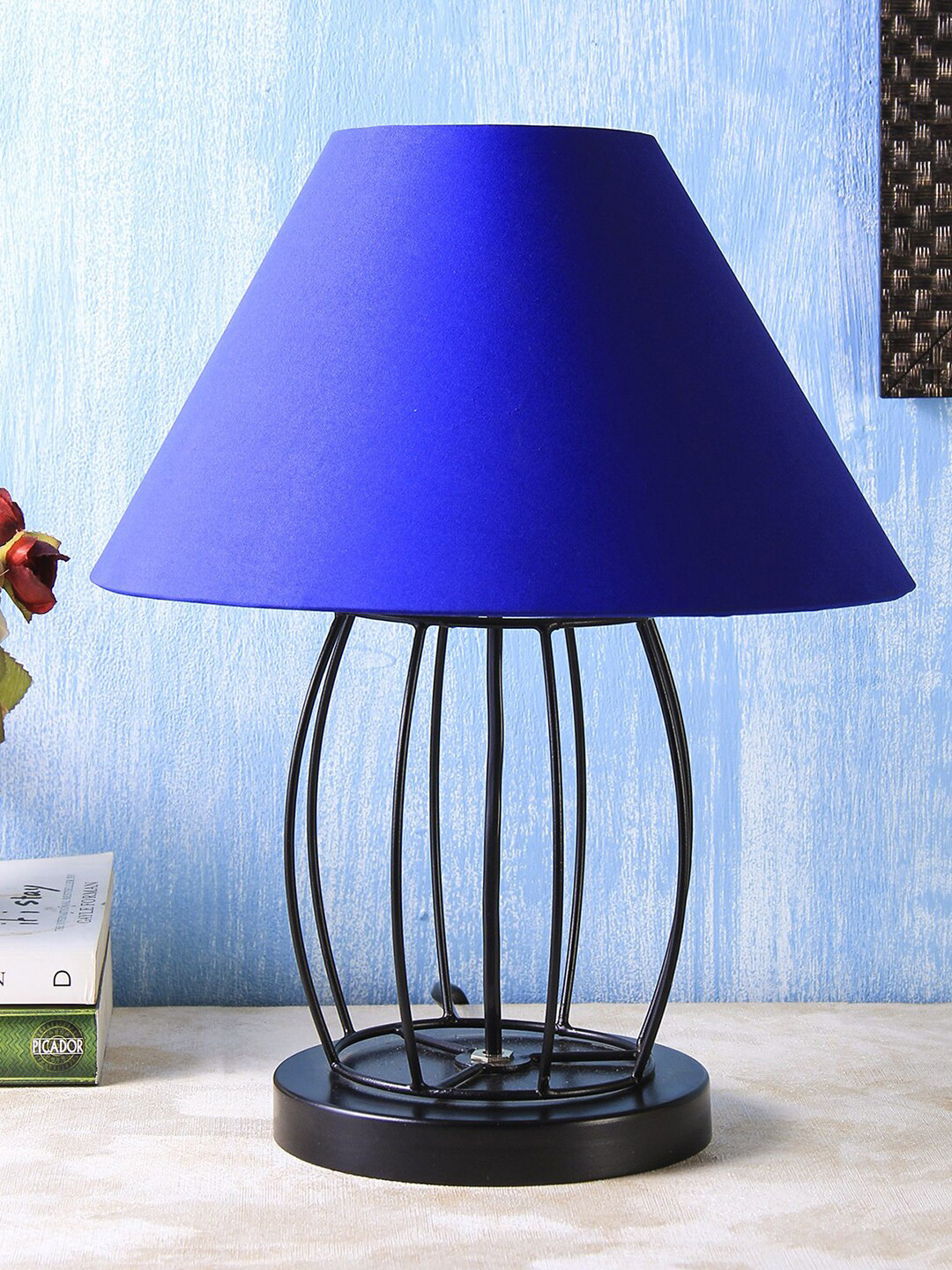 Devansh Blue Solid Traditional Frustum Table Lamp