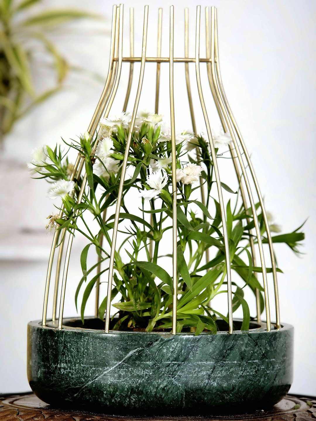 POSH-N-PLUSH Green Metal Web Planter