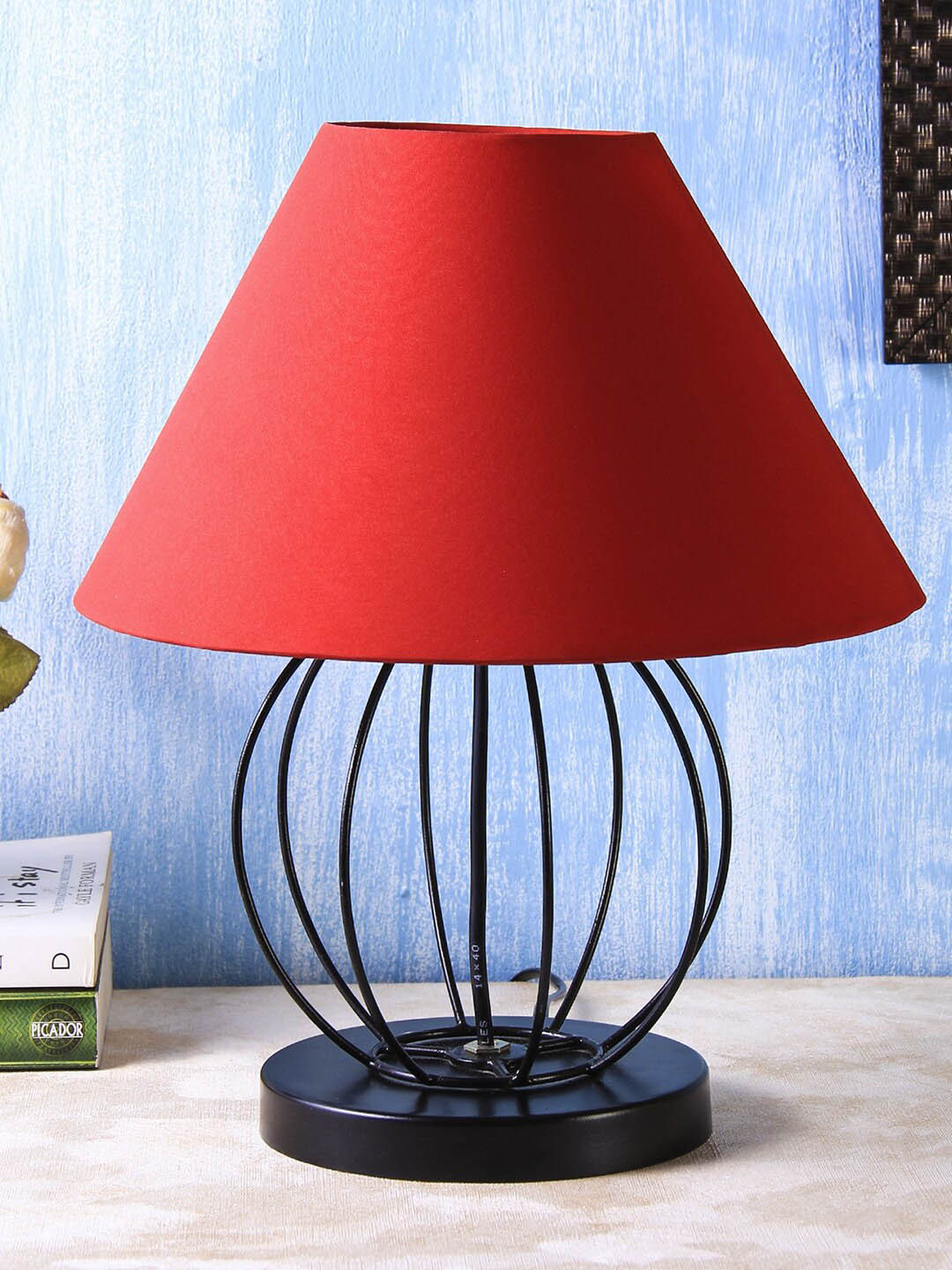 Devansh Red Solid Frustum Table Lamp