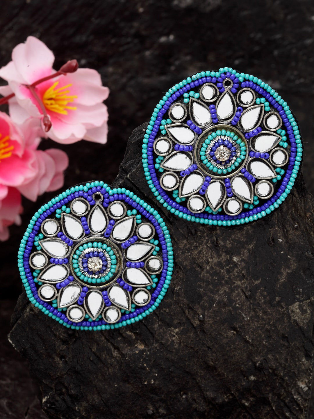 Moedbuille Blue & Sea Green Circular Studs