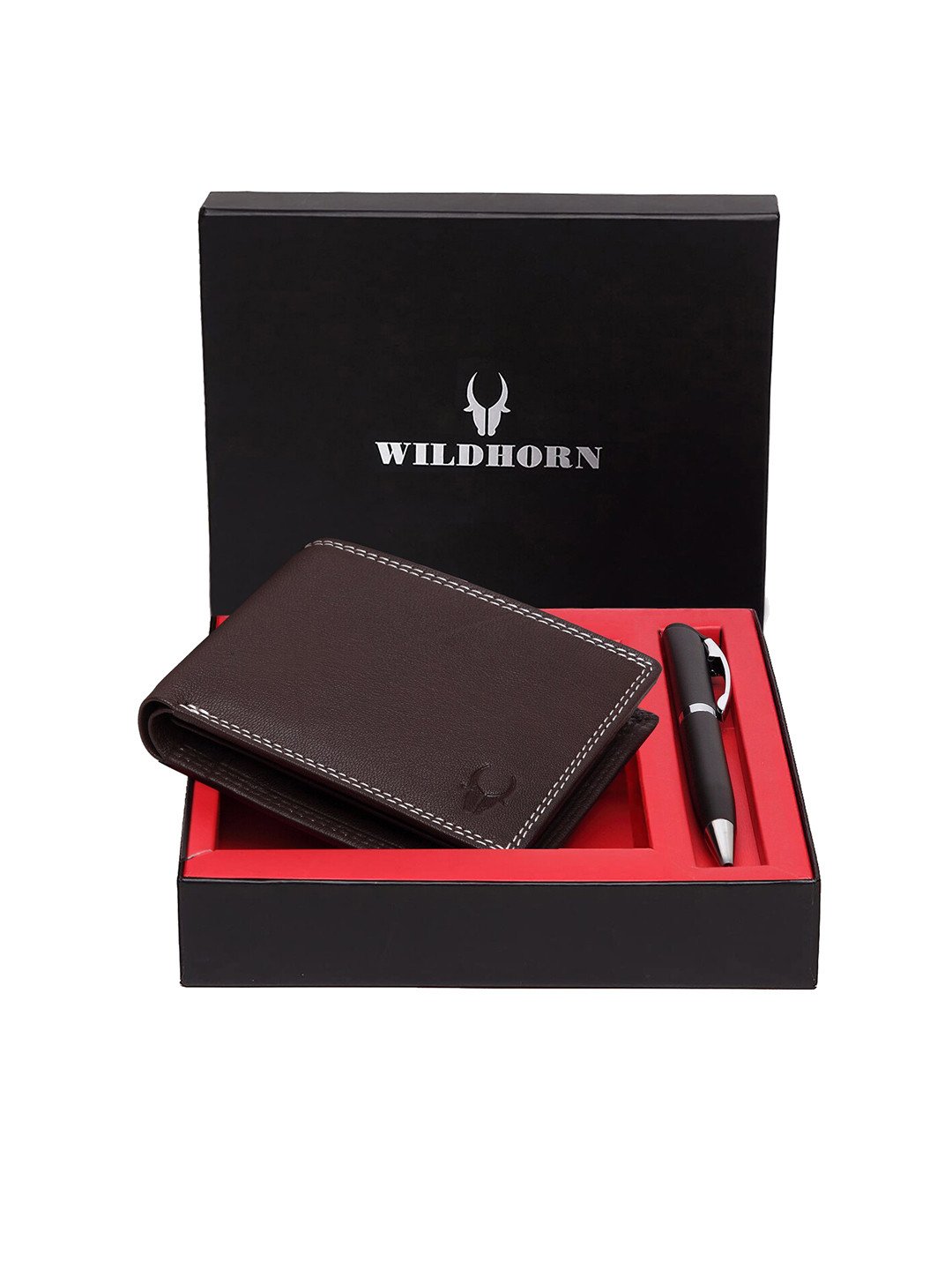 WildHorn Men Brown & Black RFID Protected Genuine Leather Accessory Gift Set