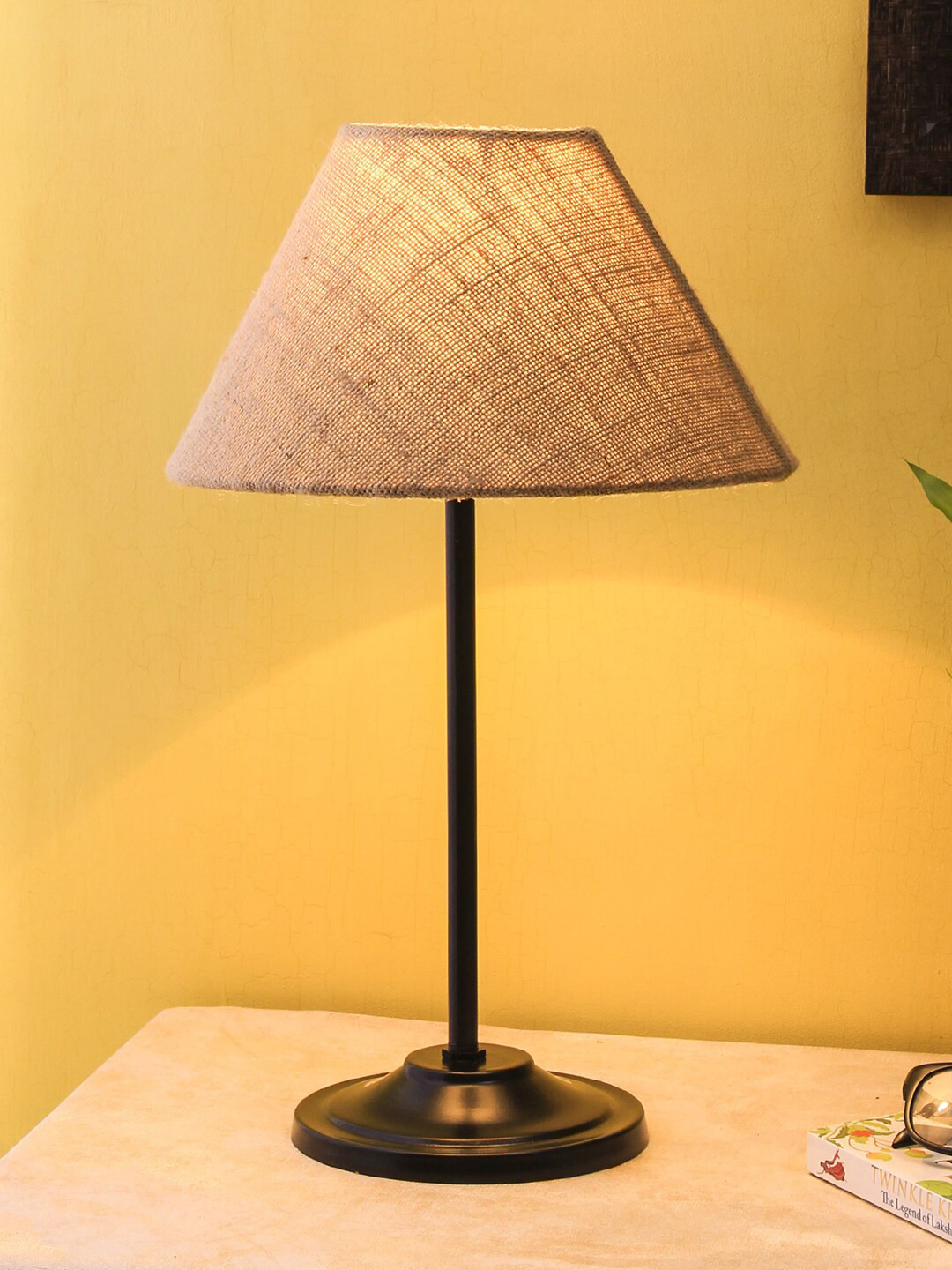 Devansh Beige & Assorted Solid Contemporary Designer Stick Wrought Iron Table Lamp