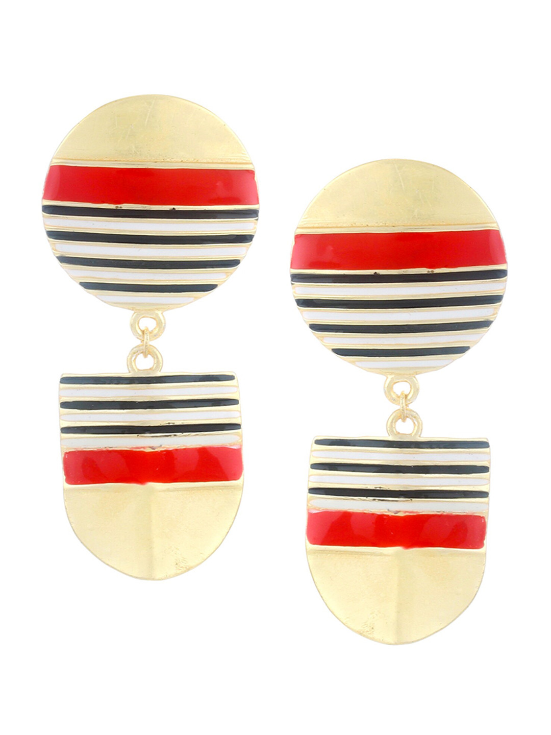 Estele Red Gold Plated Contemporary Drop Earrings