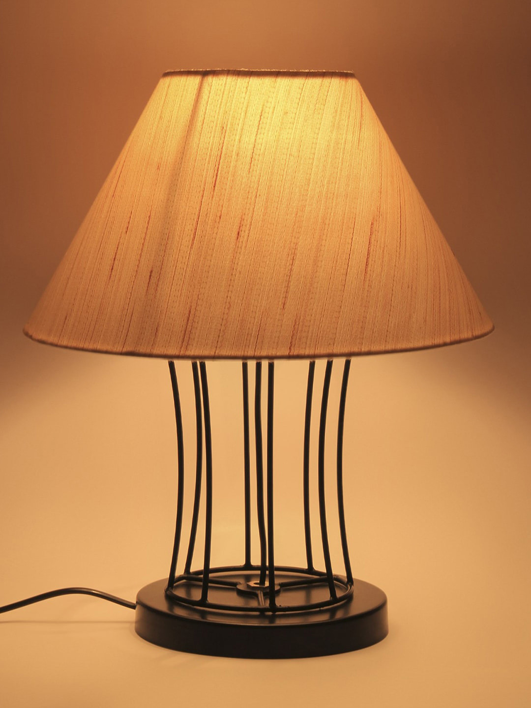 Devansh Cream-Coloured & Brown Solid Traditional Bedside Standard Table Lamp
