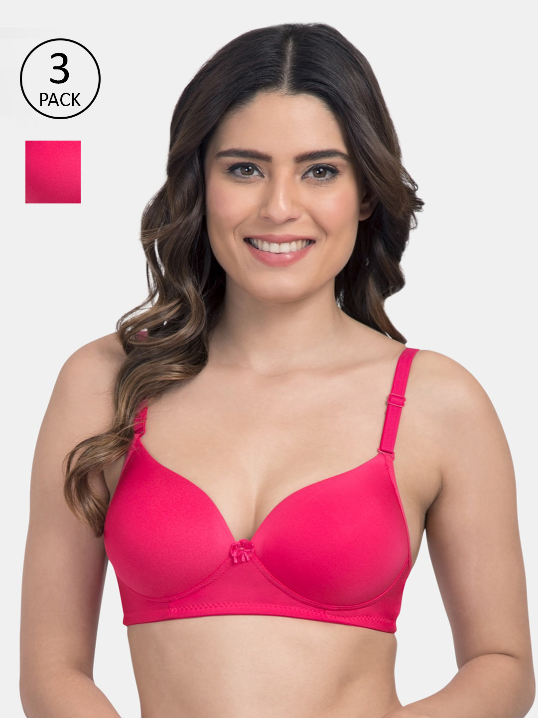 Tweens Pink Solid Non-Wired Heavily Padded Everyday Bra