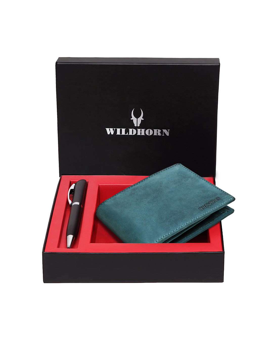 WildHorn Men RFID Protected Genuine High Quality Leather Wallet & Pen Combo