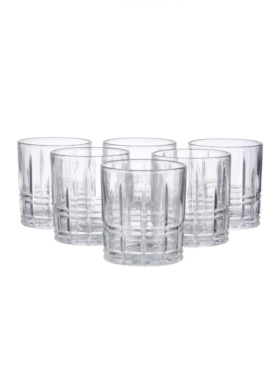 ceradeco Transparent 6 Pcs Textured Whiskey Glass Set 200 ml
