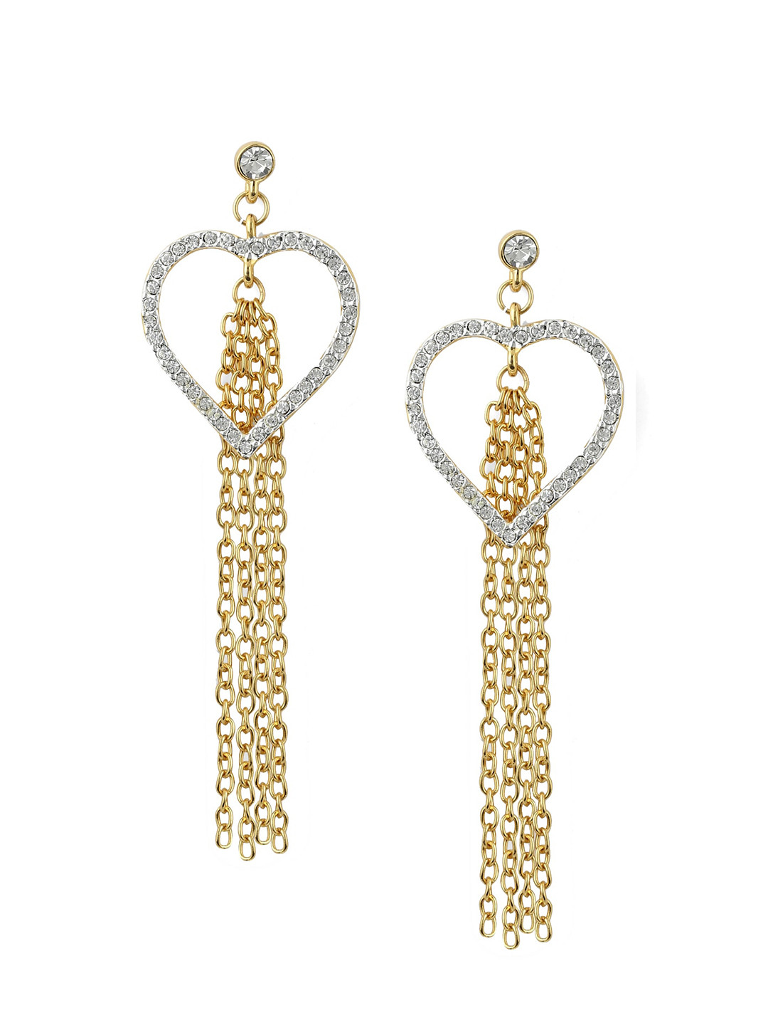 Estele Gold-Plated & Off-White Heart Shaped Drop Earrings