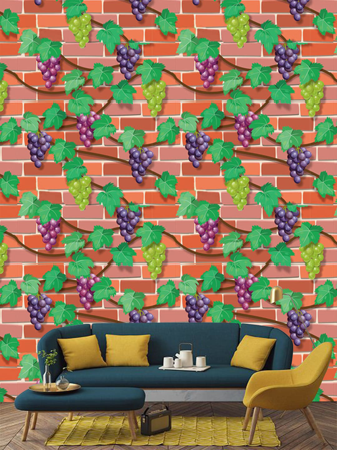Jaamso Royals Red Brick & Grape Garden WallPaper