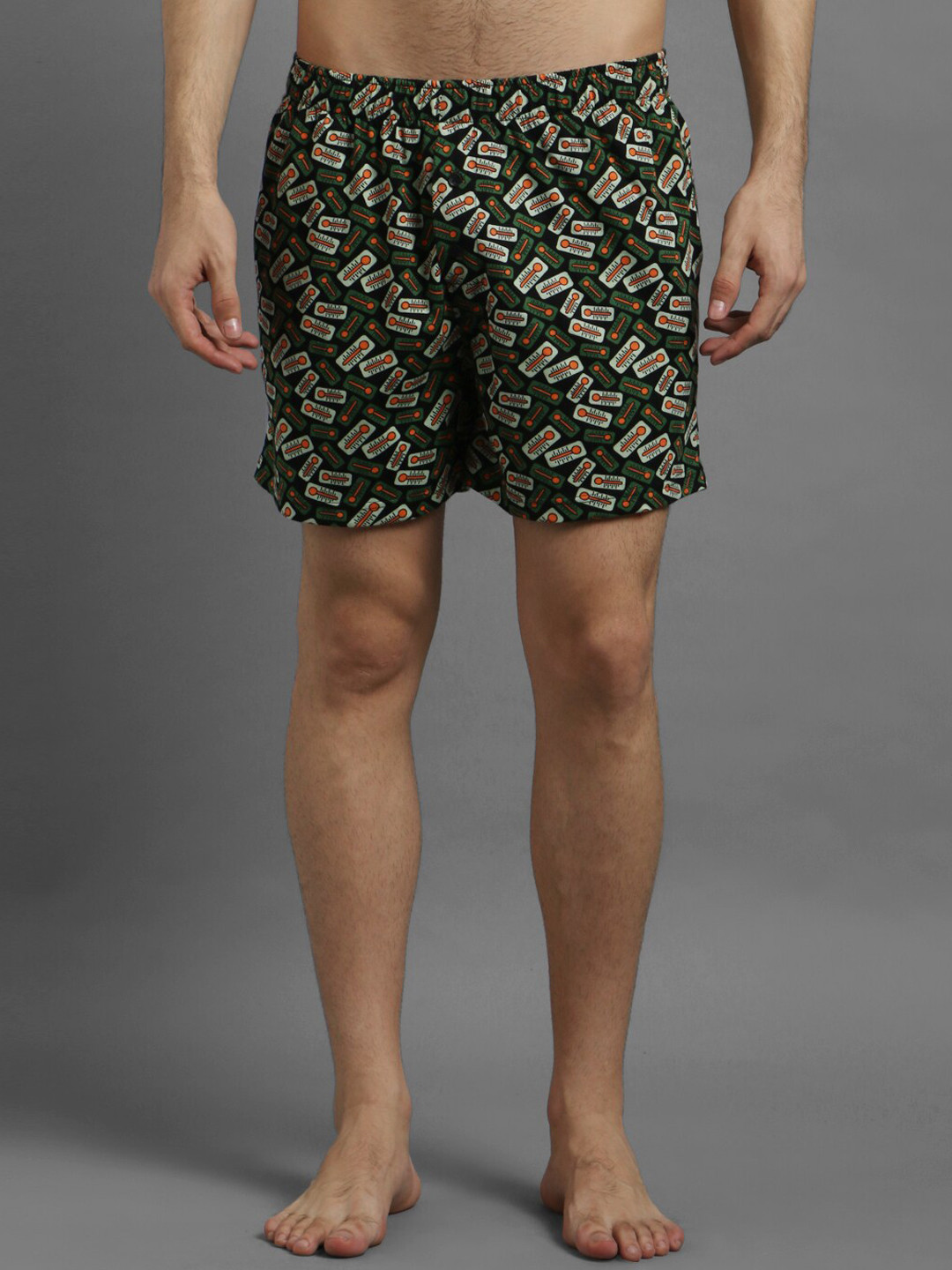 Kotty Men Black & Green Printed Boxers