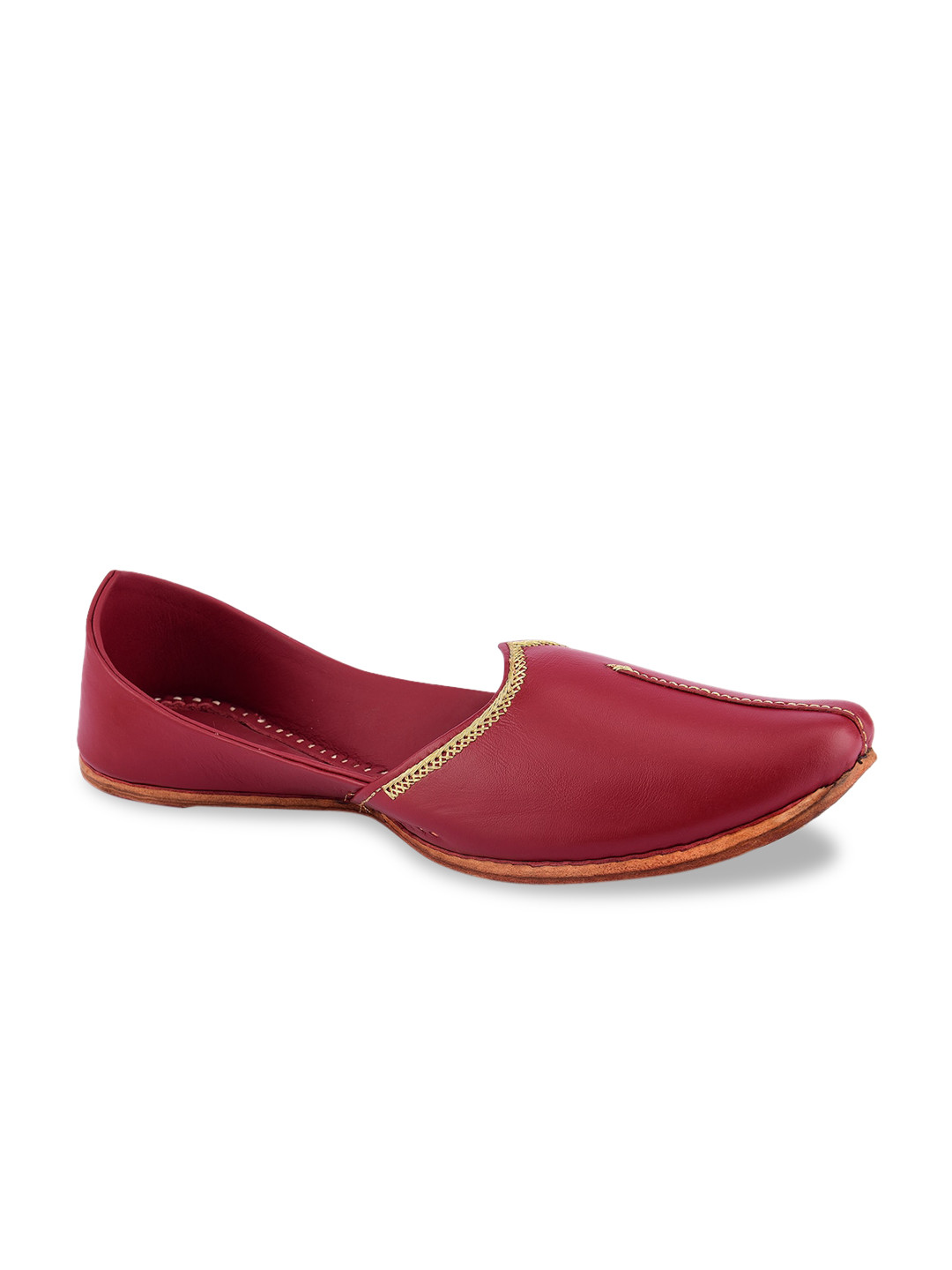 DESI COLOUR Men Red Solid Mojaris