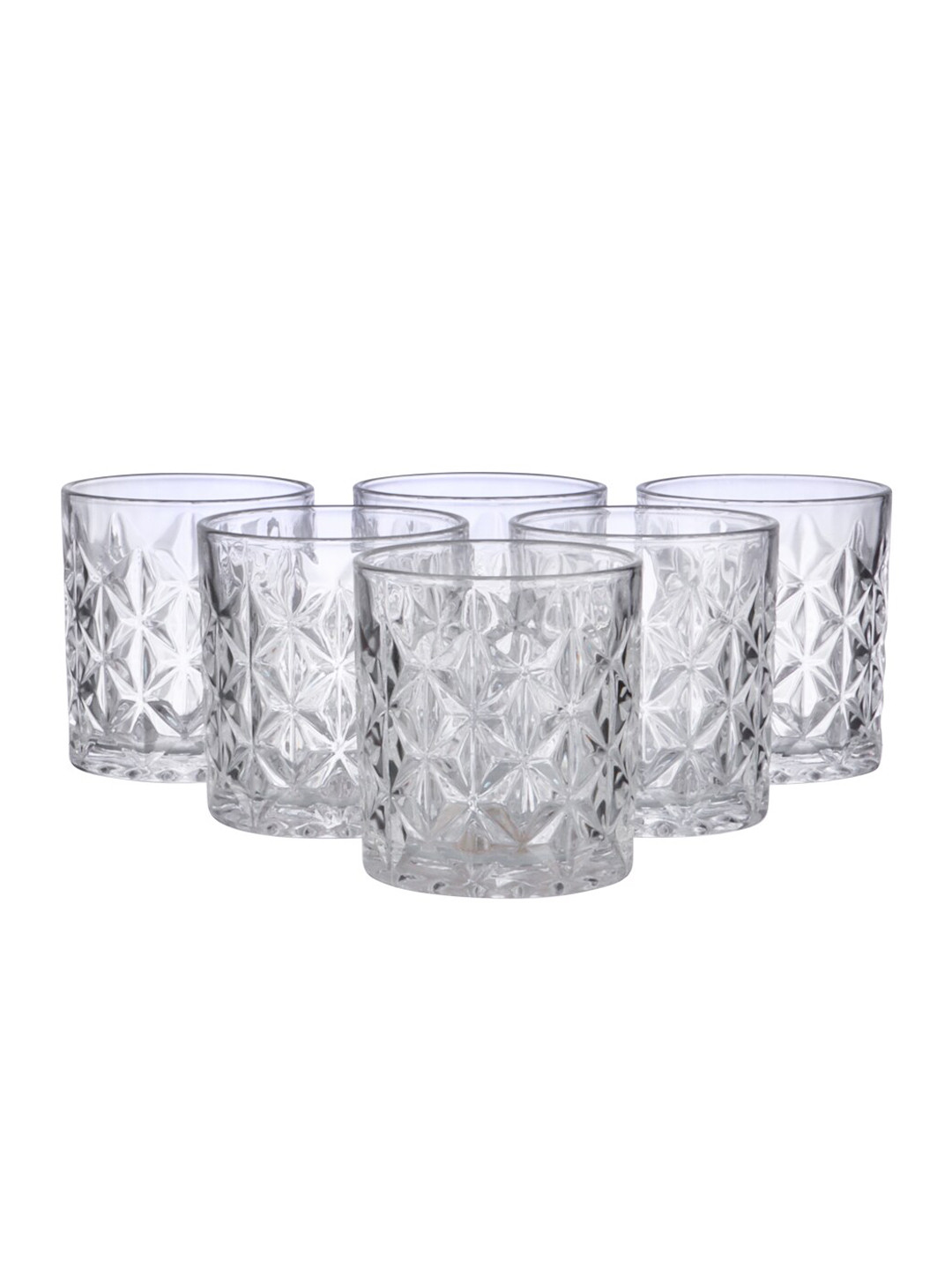 ceradeco Transparent 6 Pieces Textured Juice Glasses