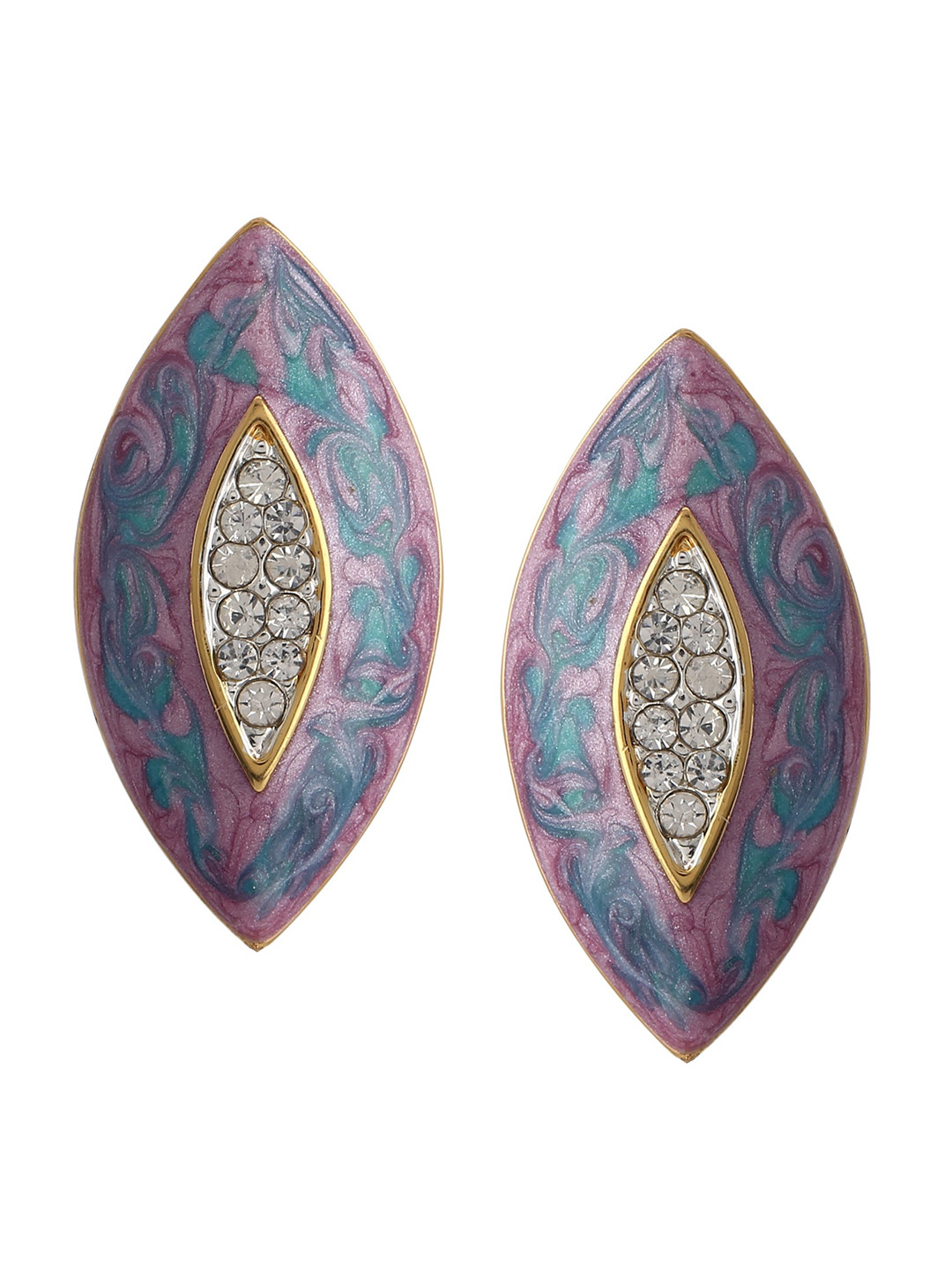 Estele Gold-Plated Blue Geometric Drop Earrings