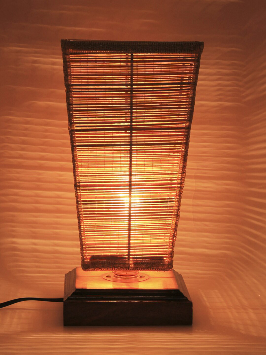 Devansh Brown Solid Bamboo Conical Table Lamp