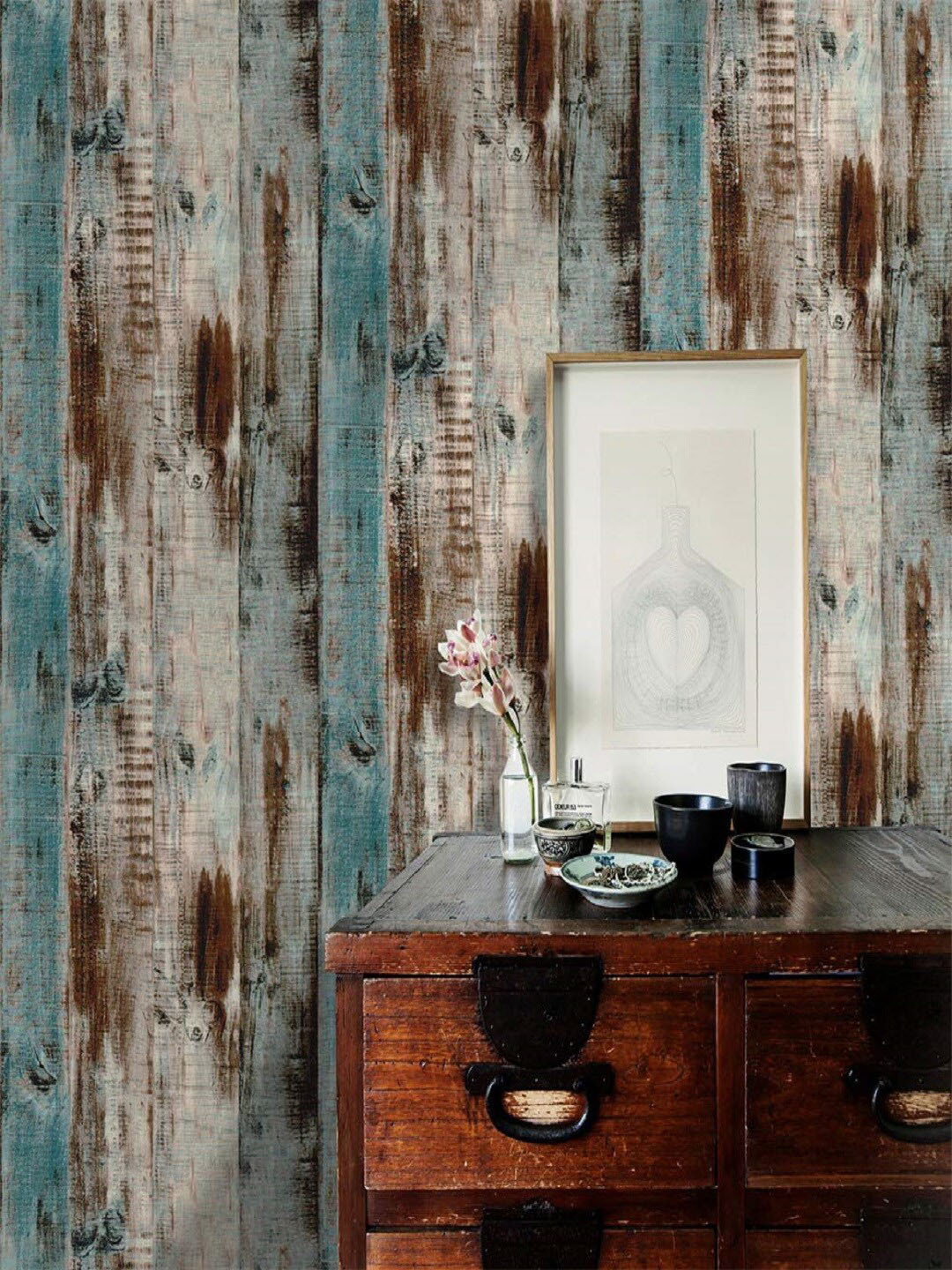 Jaamso Royals Blue & Off-White Reclaimed Wood WallPaper