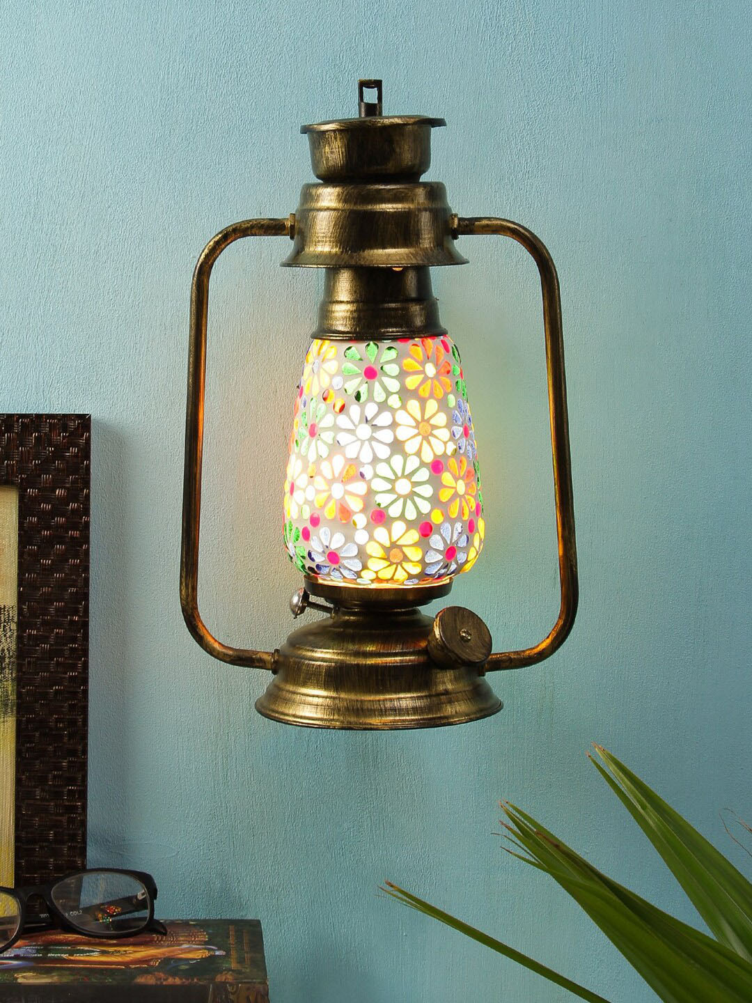 Devansh Brown Solid Traditional Wall Lantern