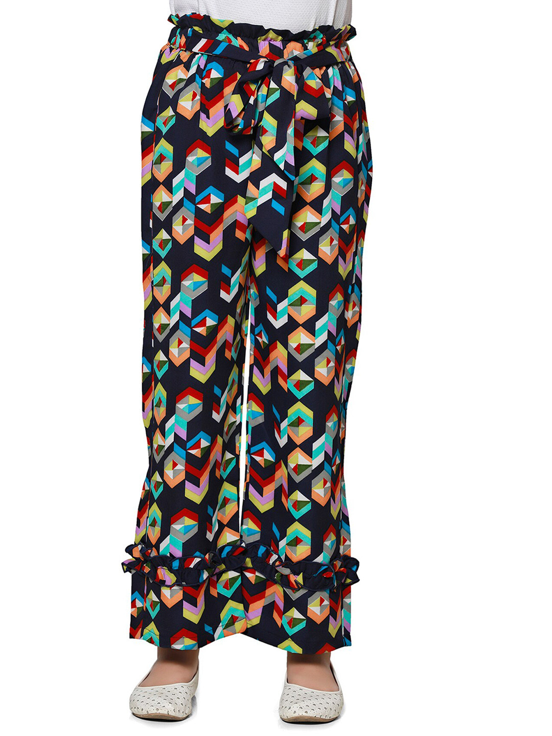 Cutiekins Girls Black & Red Printed Straight Palazzos