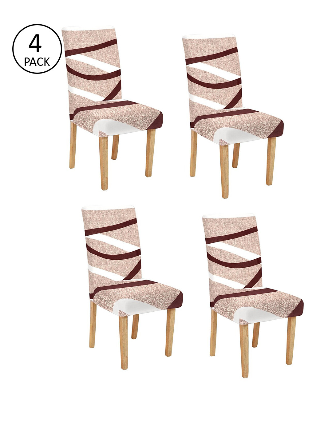 Cortina Set of 4 Beige Printed Chair Seat Covers