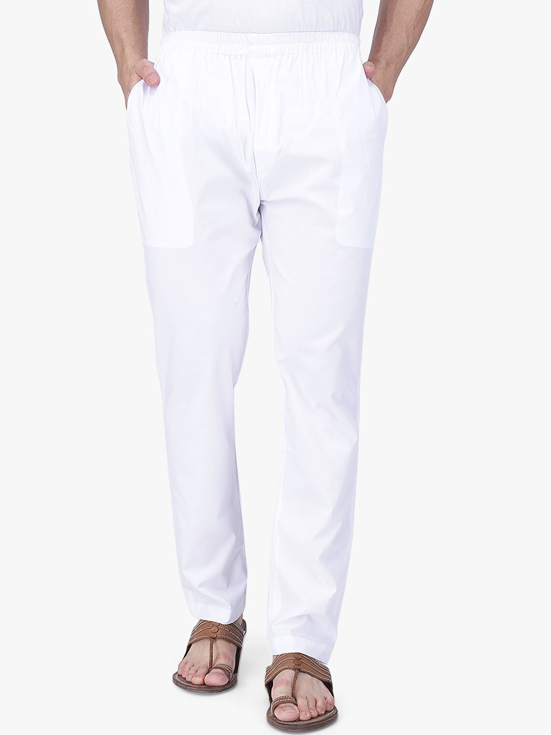 RAJUBHAI HARGOVINDAS Men White Solid Narrow Cut Pyjamas