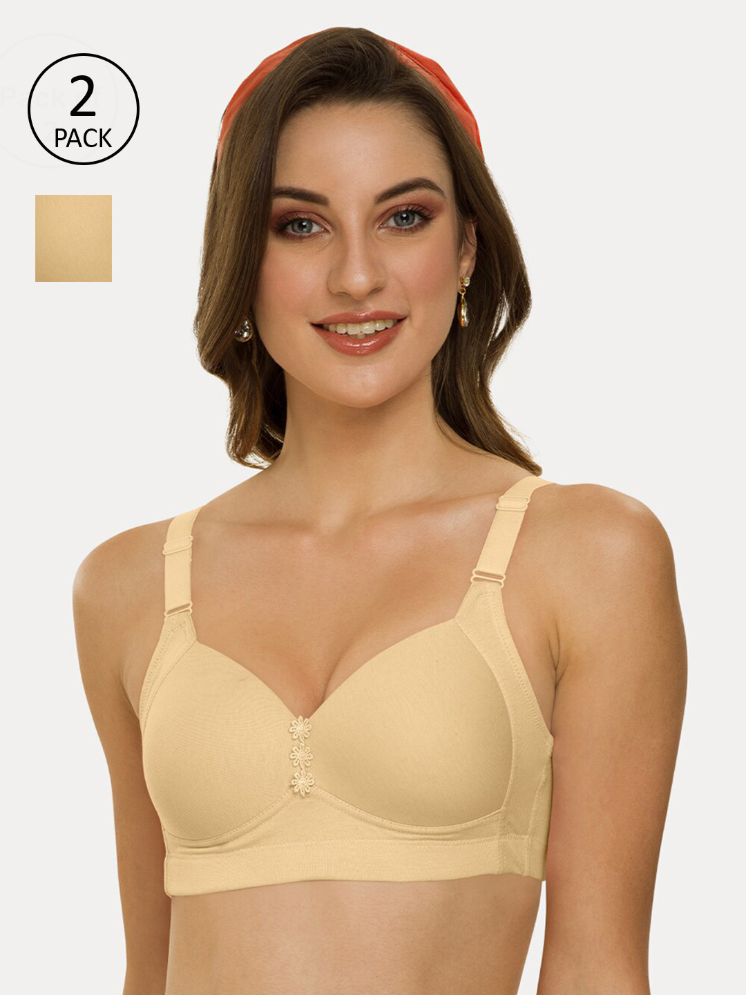 Tweens Pack Of 2 Beige Solid Non-Wired Lightly Padded Everyday Bra TLW-321