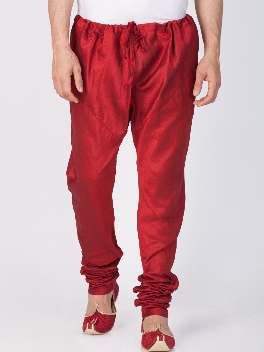 VASTRAMAY Men Maroon Solid Slim-Fit Churidar