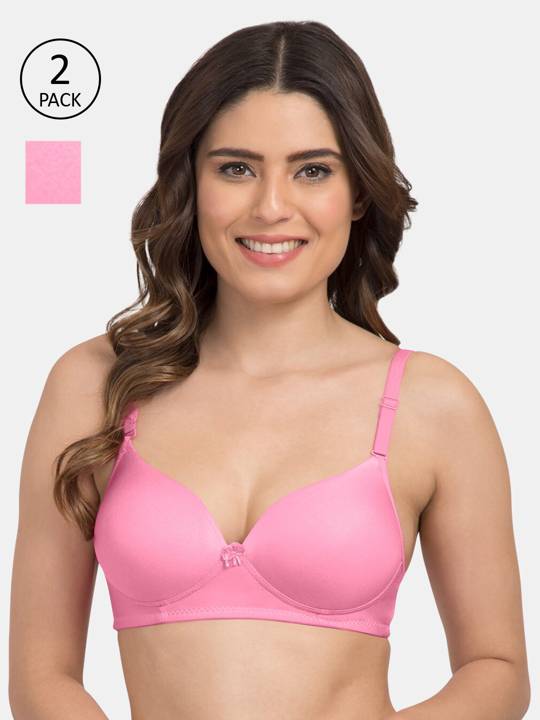 Tweens Pack of 2 Pink Solid Non-Wired Lightly Padded Everyday Bras TW-9199