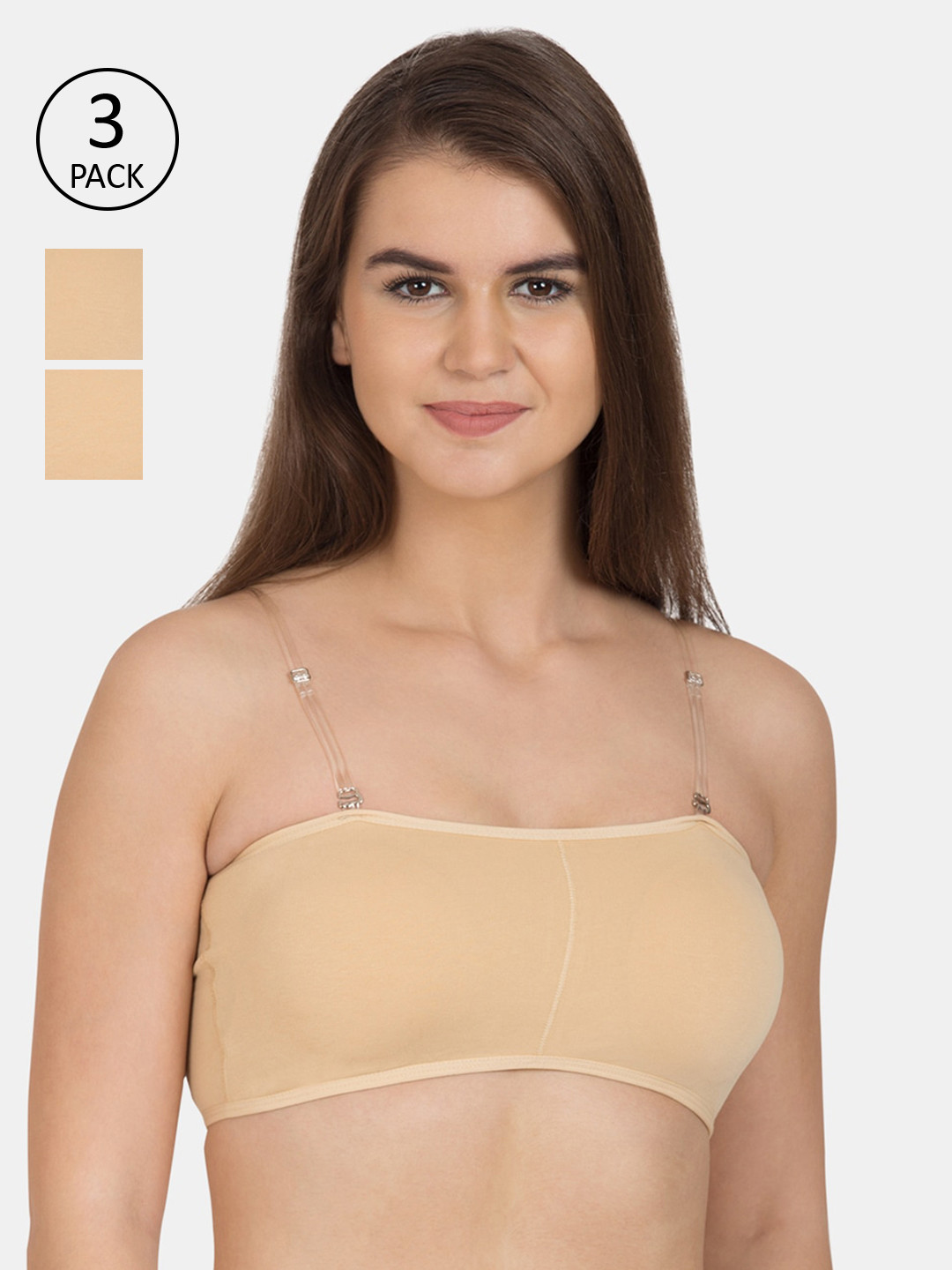 Tweens Pack of 3 Solid Non-Wired Lightly Padded Bandeau Bras TW-9279