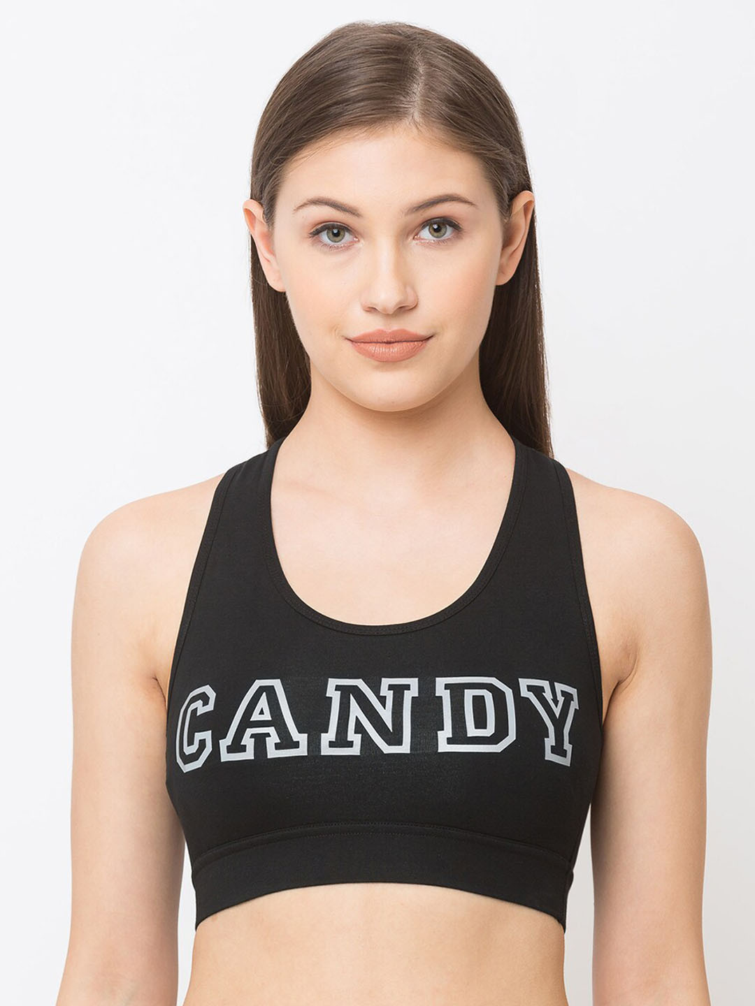 Candyskin Black & White Solid Non-Wired Lightly Padded Everyday Bra